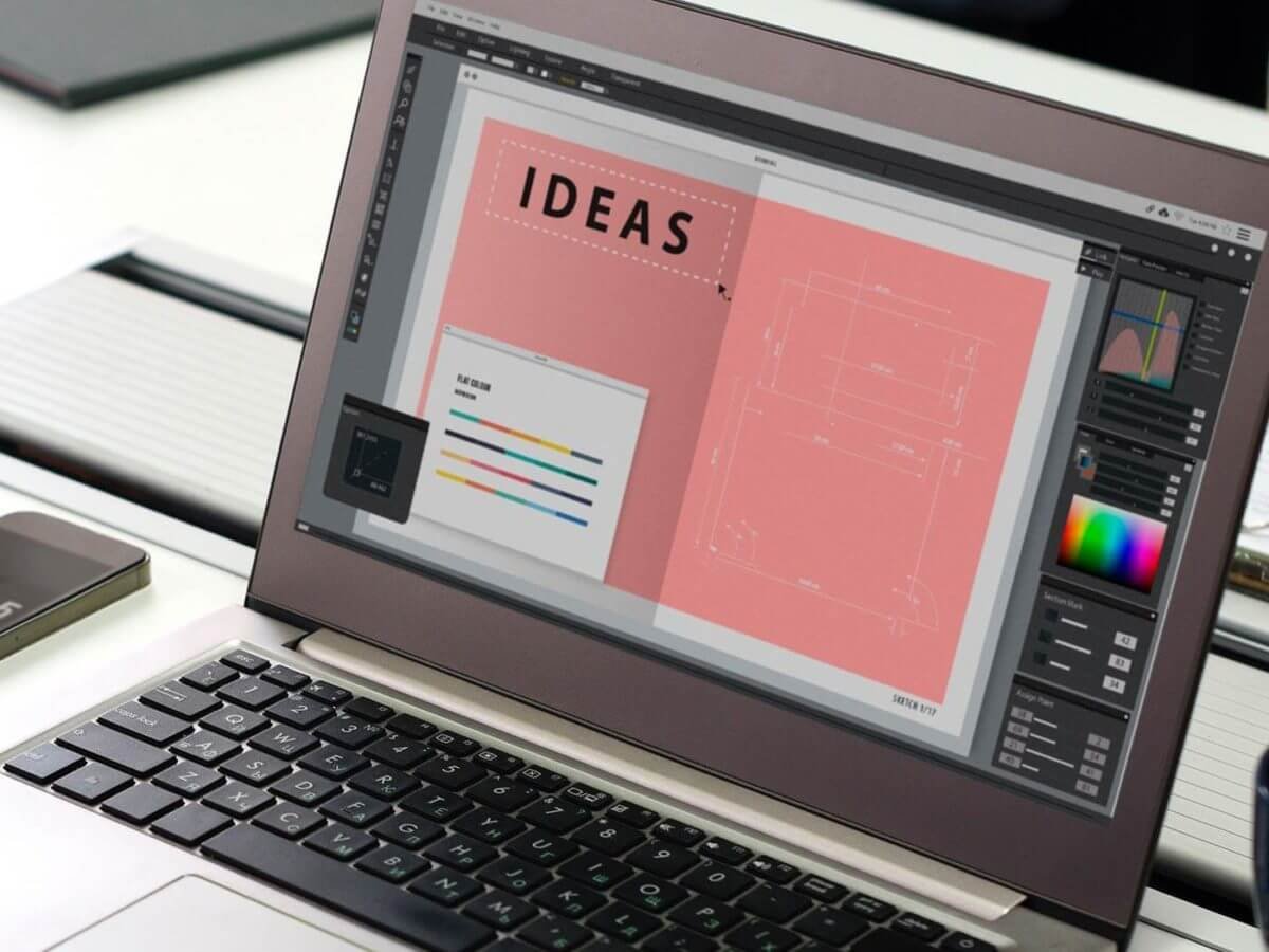 Professional poster design on a creative workstation